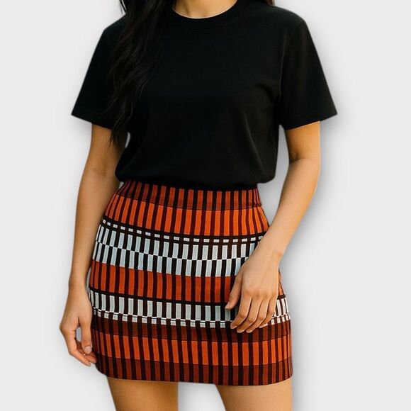 Ann Taylor Colored Striped A-Line Skirt Size 10 - Picture 1 of 7